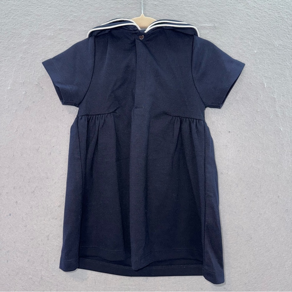 Jacadi NWT Toddler Navy blue Giselle collared short sleeve knit dress 18 months - Picture 4 of 4